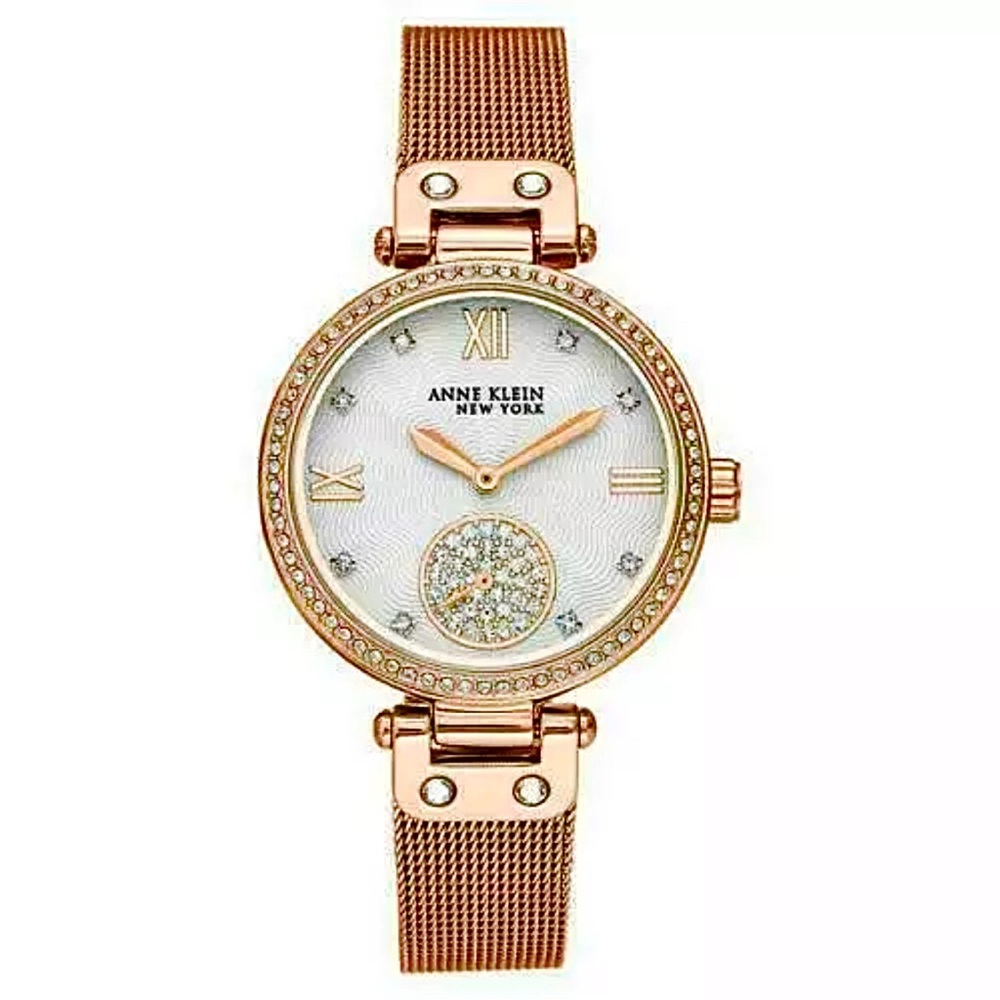 ANNE KLEIN LADIES' NEW ROSE GOLD TONE MESH WATCH